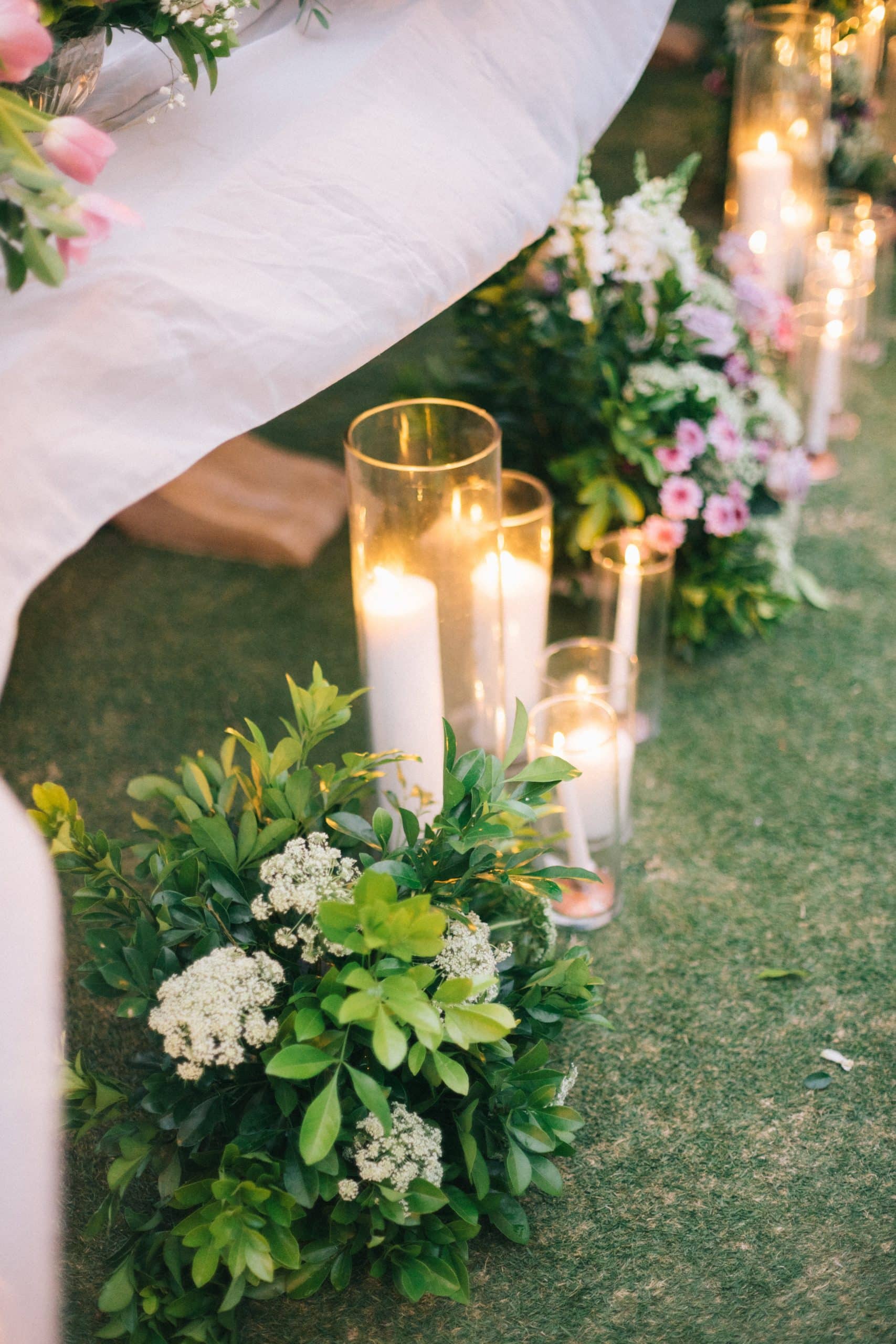 Wedding Candle Holders on the Ground | Hill City Bride