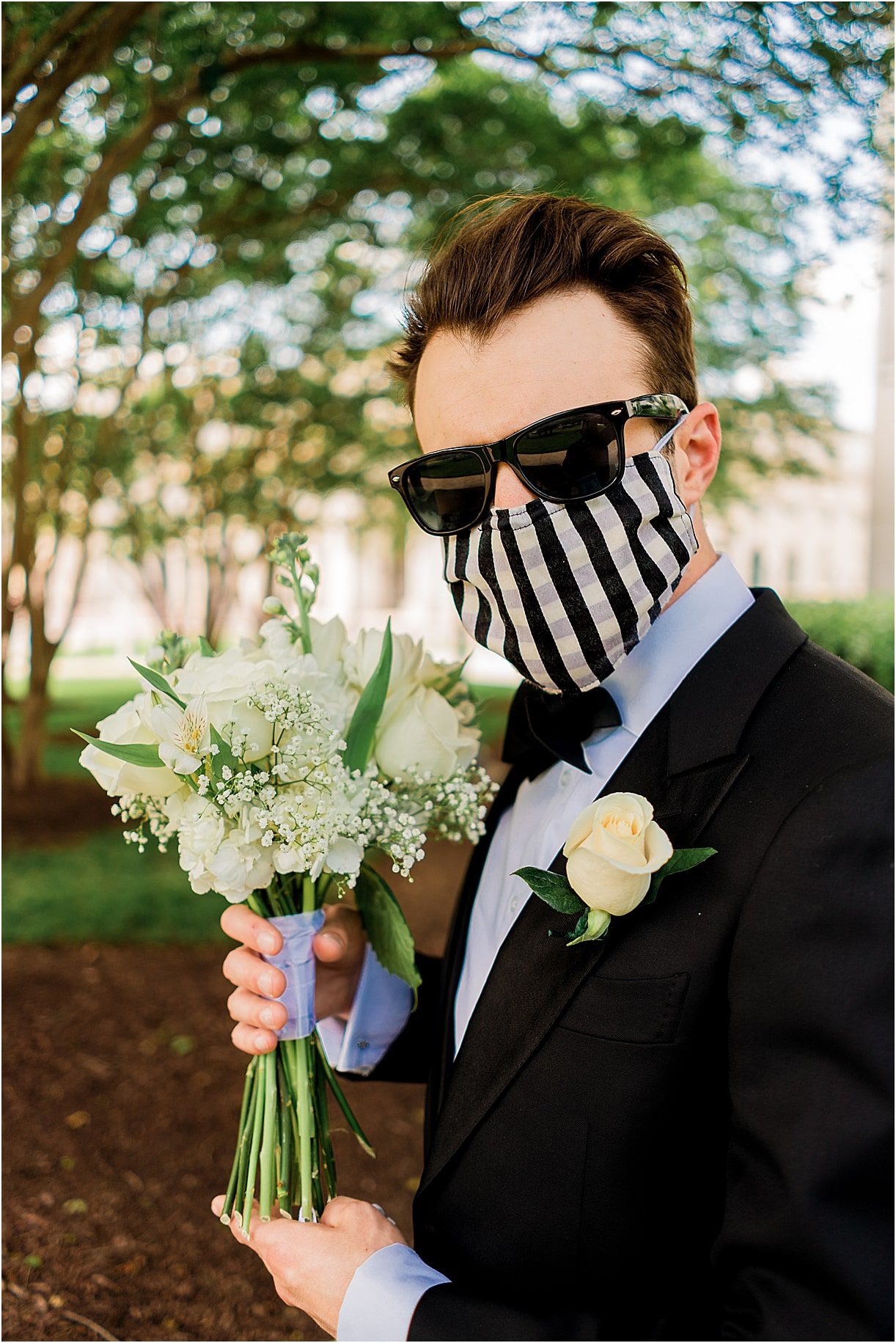 Groom Mask | Micro Wedding DC | Pop Up Wedding DC | Hill City Bride Virginia Wedding Blog
