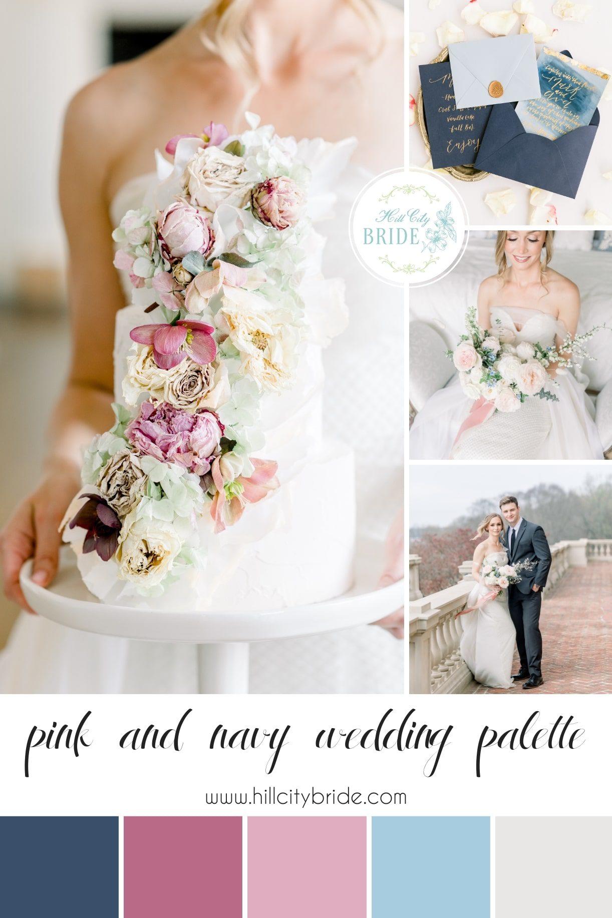 Blush Pink and Navy Blue Wedding Color Palette | Hill City Bride
