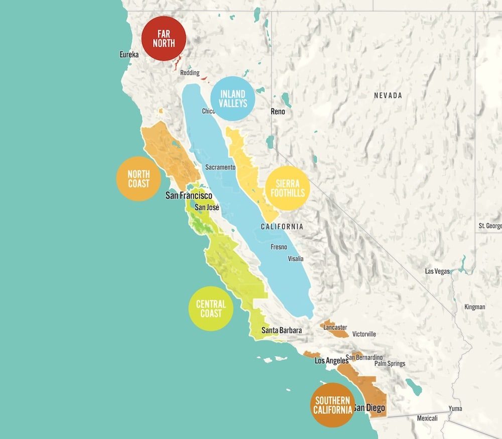 California Wine Regions Map