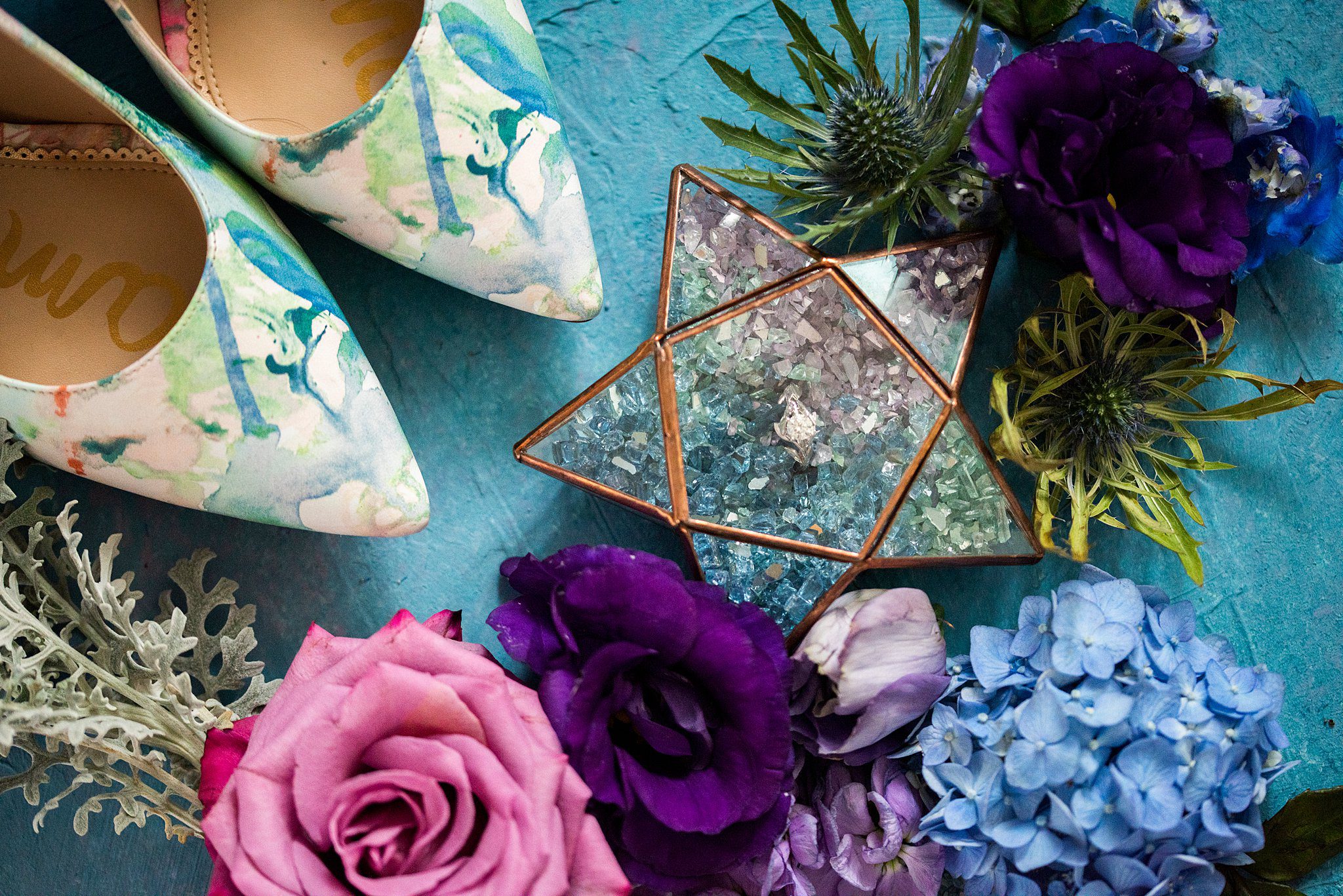 Pastel Wedding Colors | Purple and Blue Wedding Ideas Flatlay