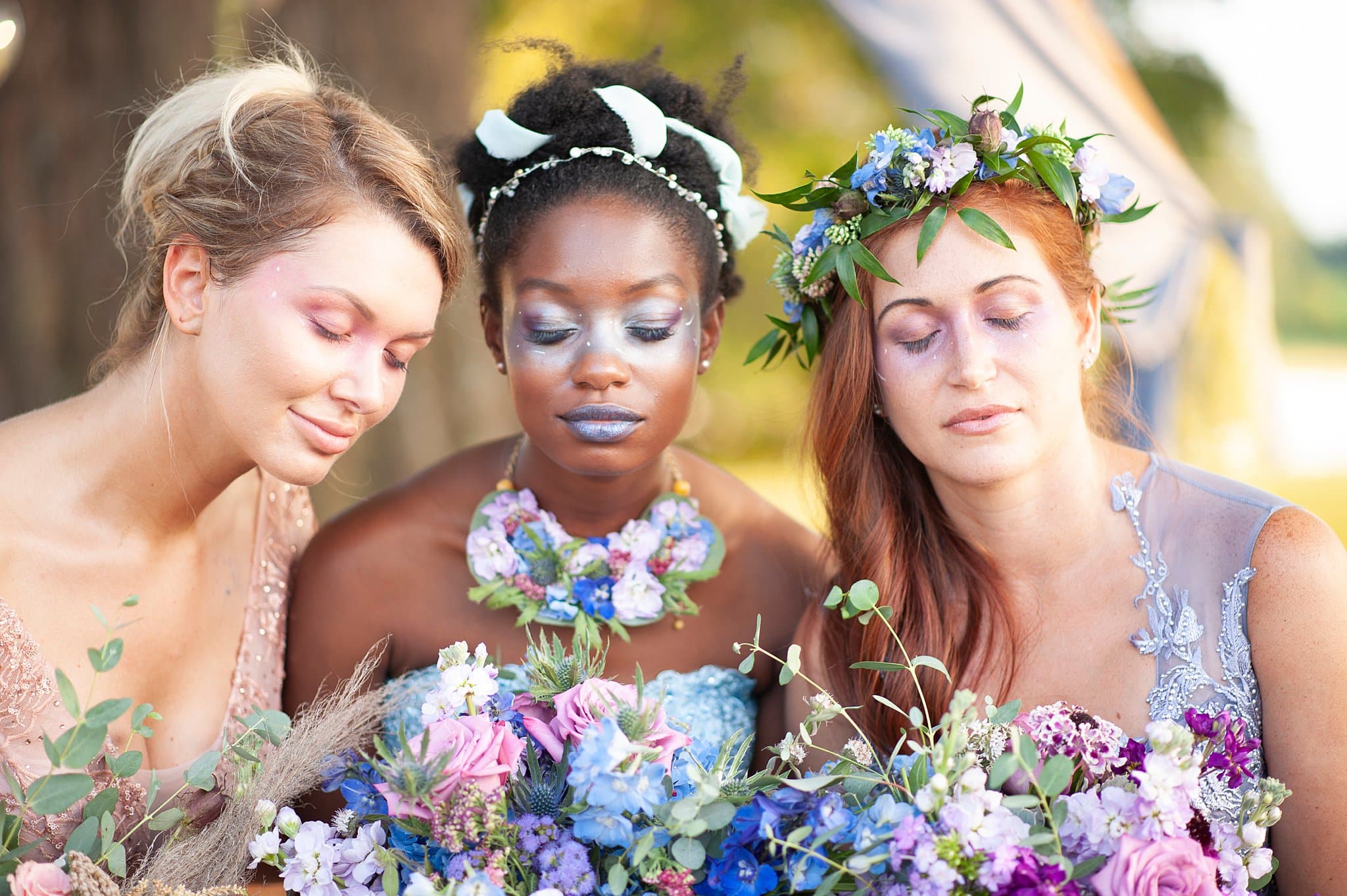 Pastel Wedding Colors | Purple and Blue Wedding Ideas Bridesmaid Makeup