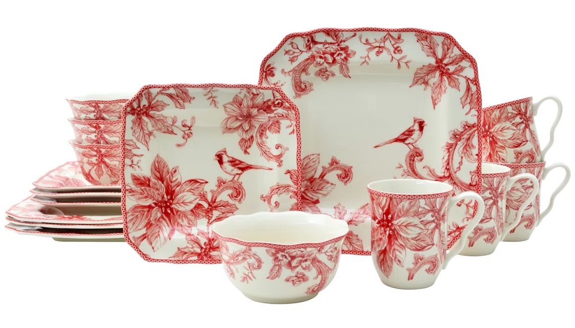 Red Bird Christmas Dishes