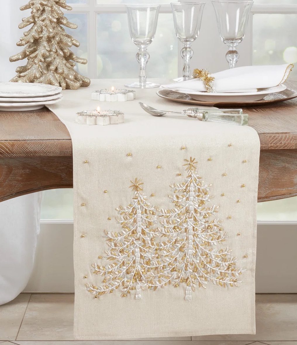 Understated Gold and Cream Christmas Table Runner