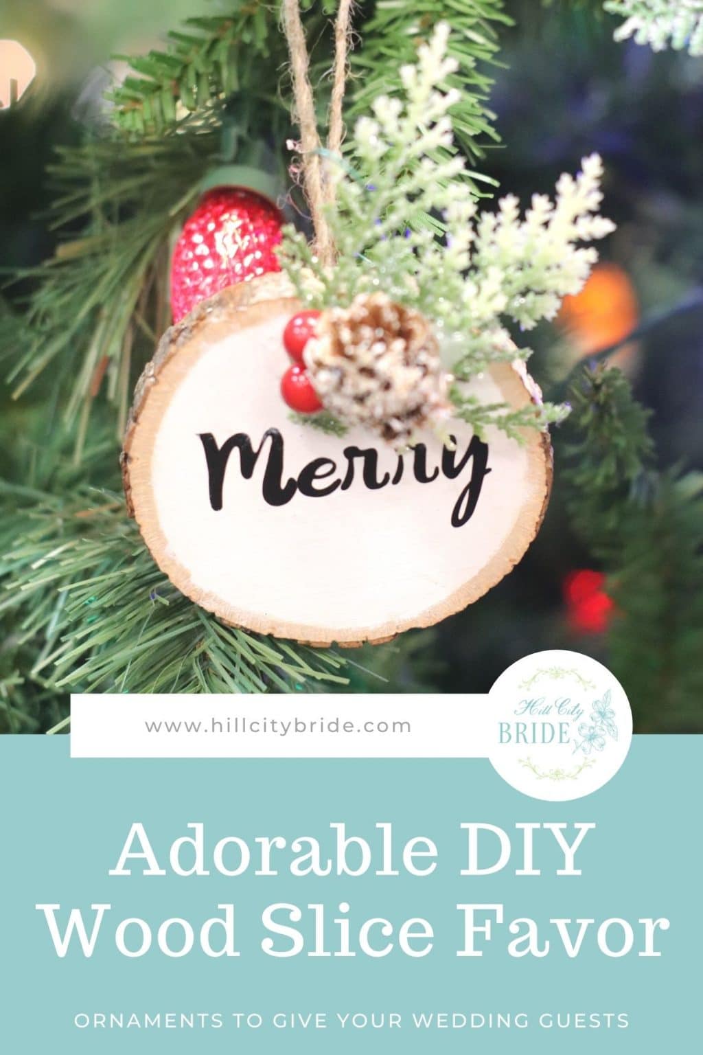 How to Make Farmhouse DIY Wood Disc Ornaments as Favors HCB