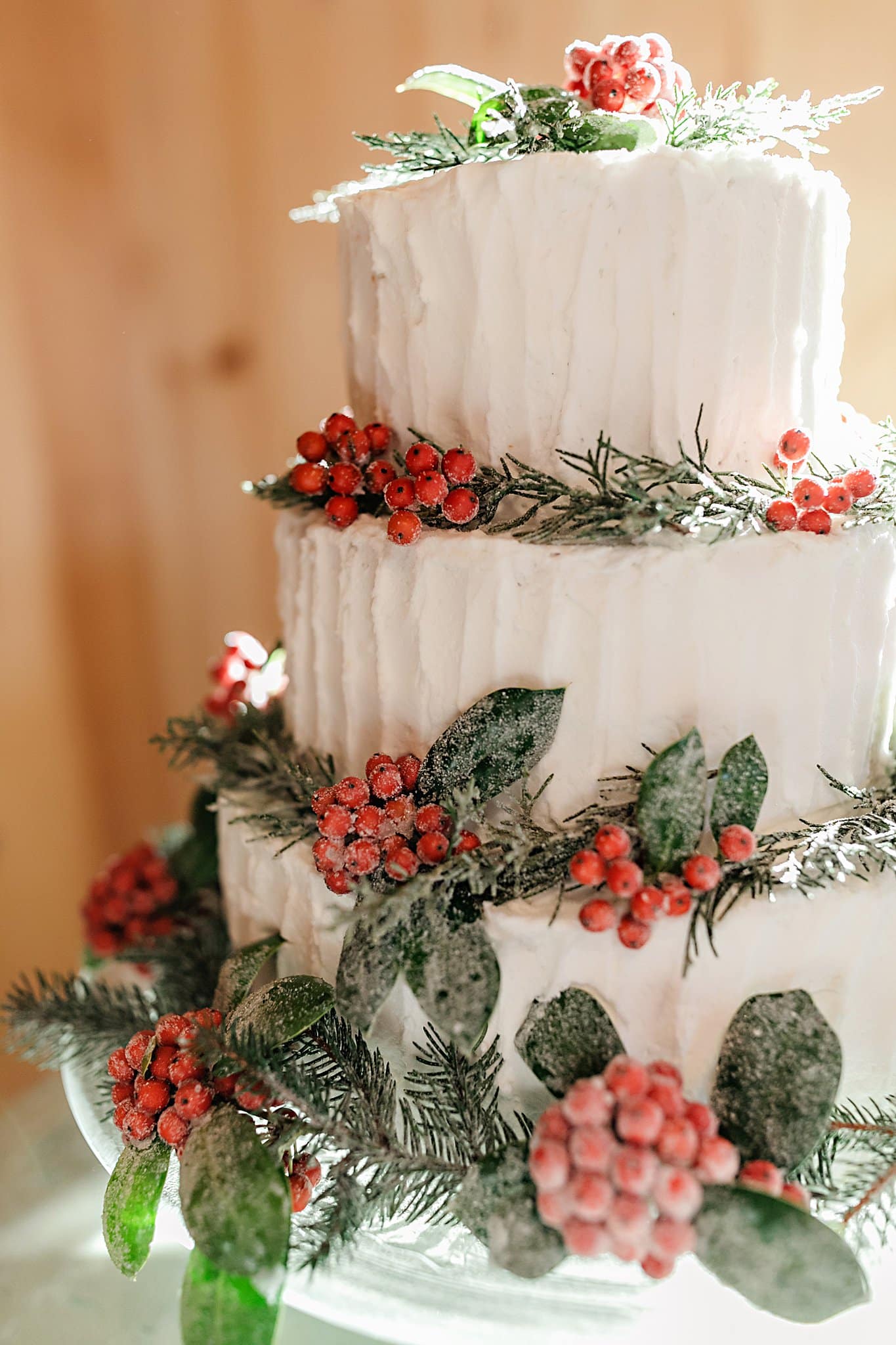 Festive Christmas Wedding Ideas Cake Holly Berries