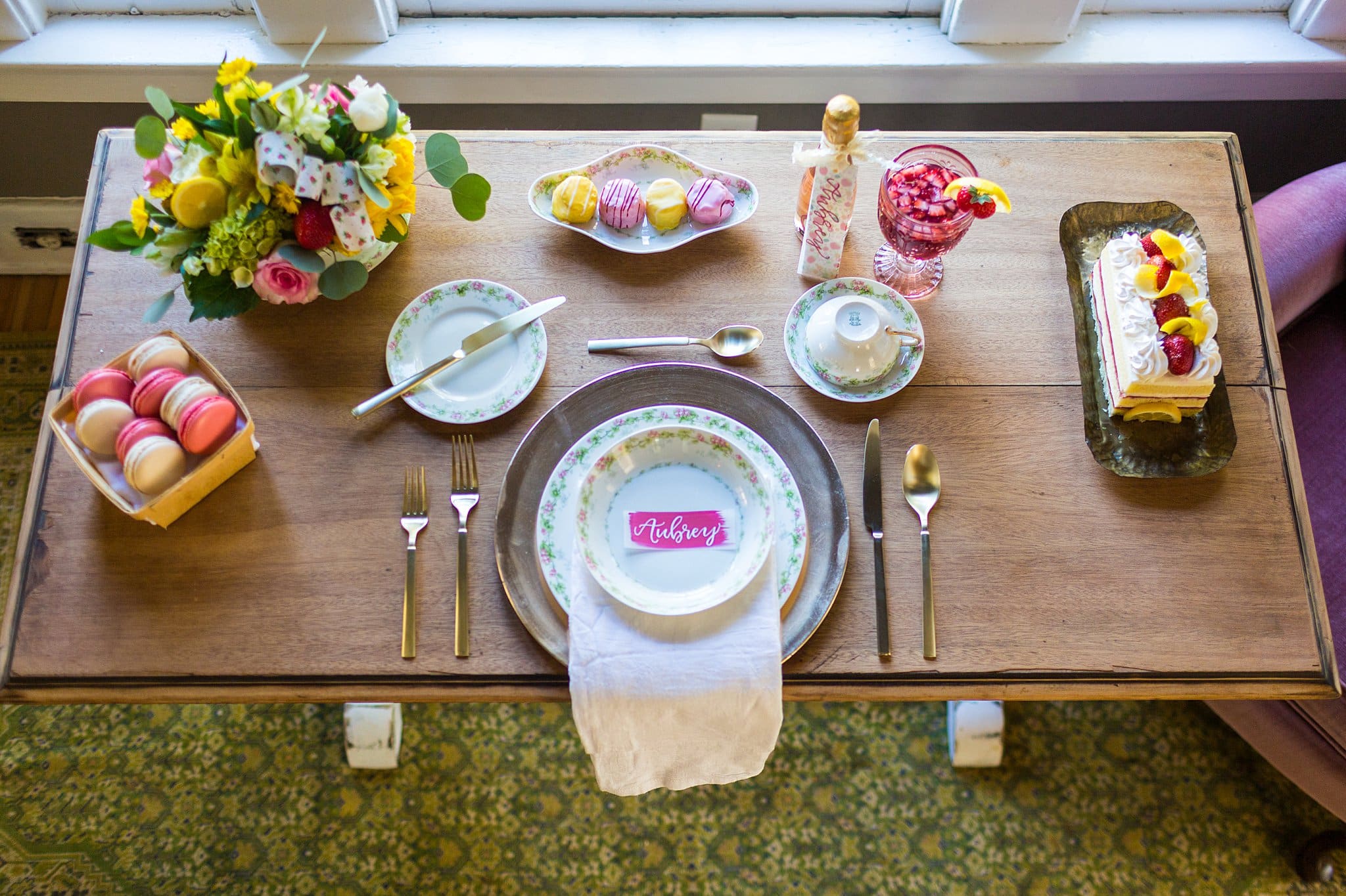 Yellow and Pink Bridesmaids Luncheon Tablescape