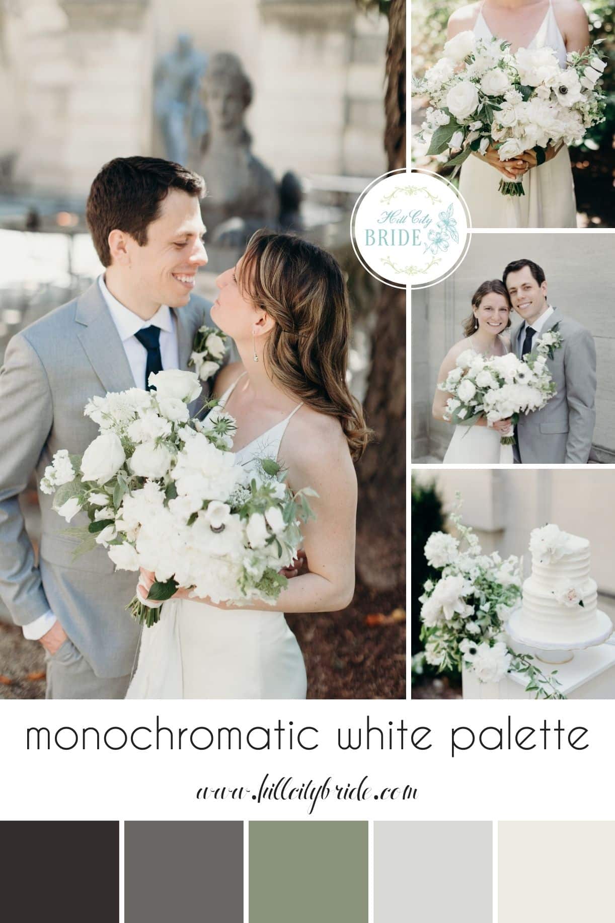Monochromatic White Color Palette Wedding