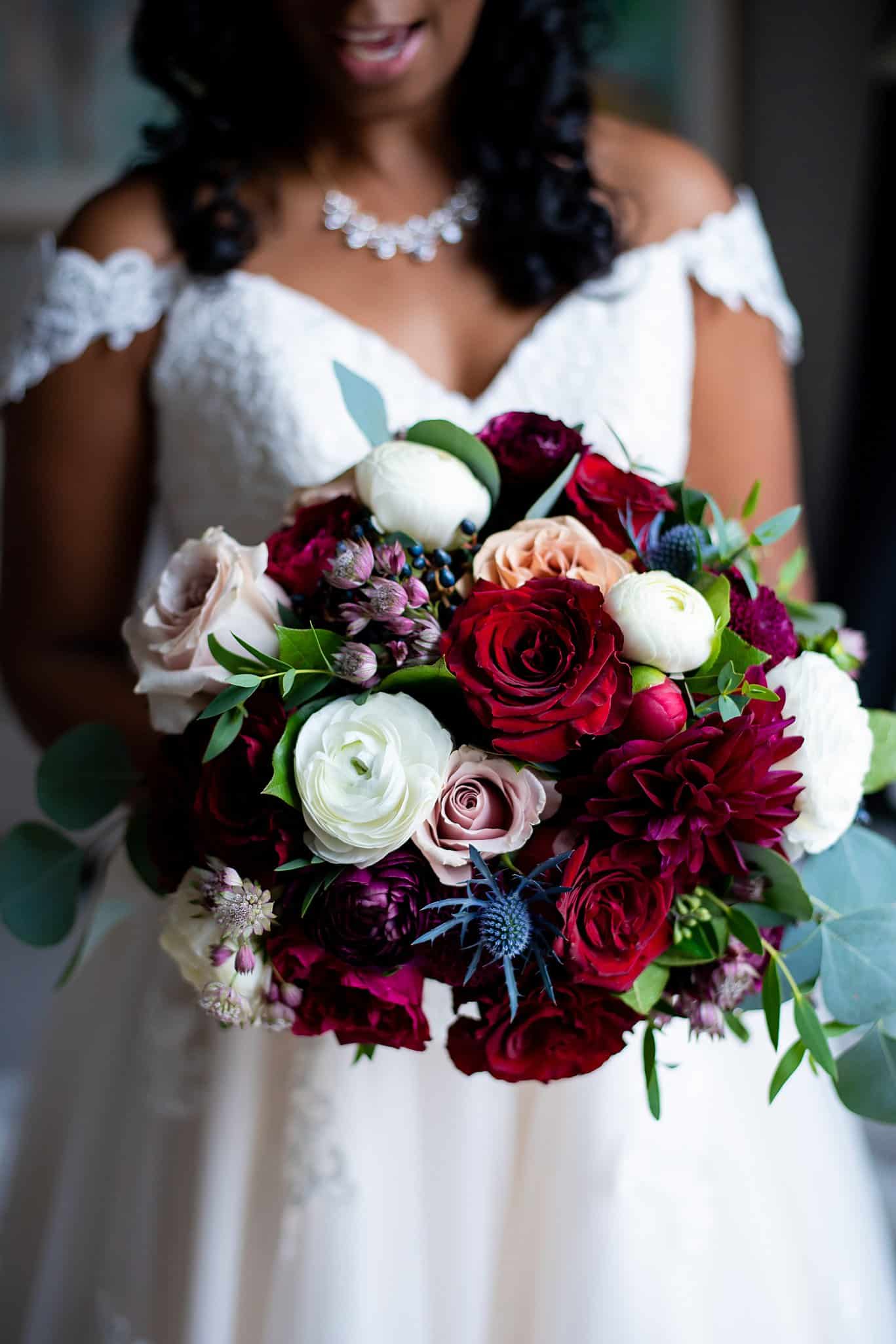 Pink and Blue Wedding Bouquet