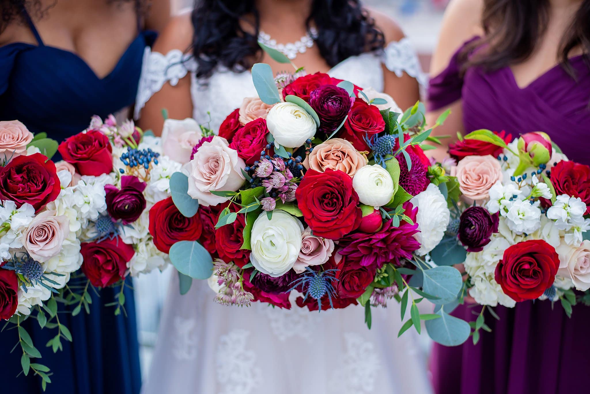 Pink and Blue Wedding Bridal Bouquet