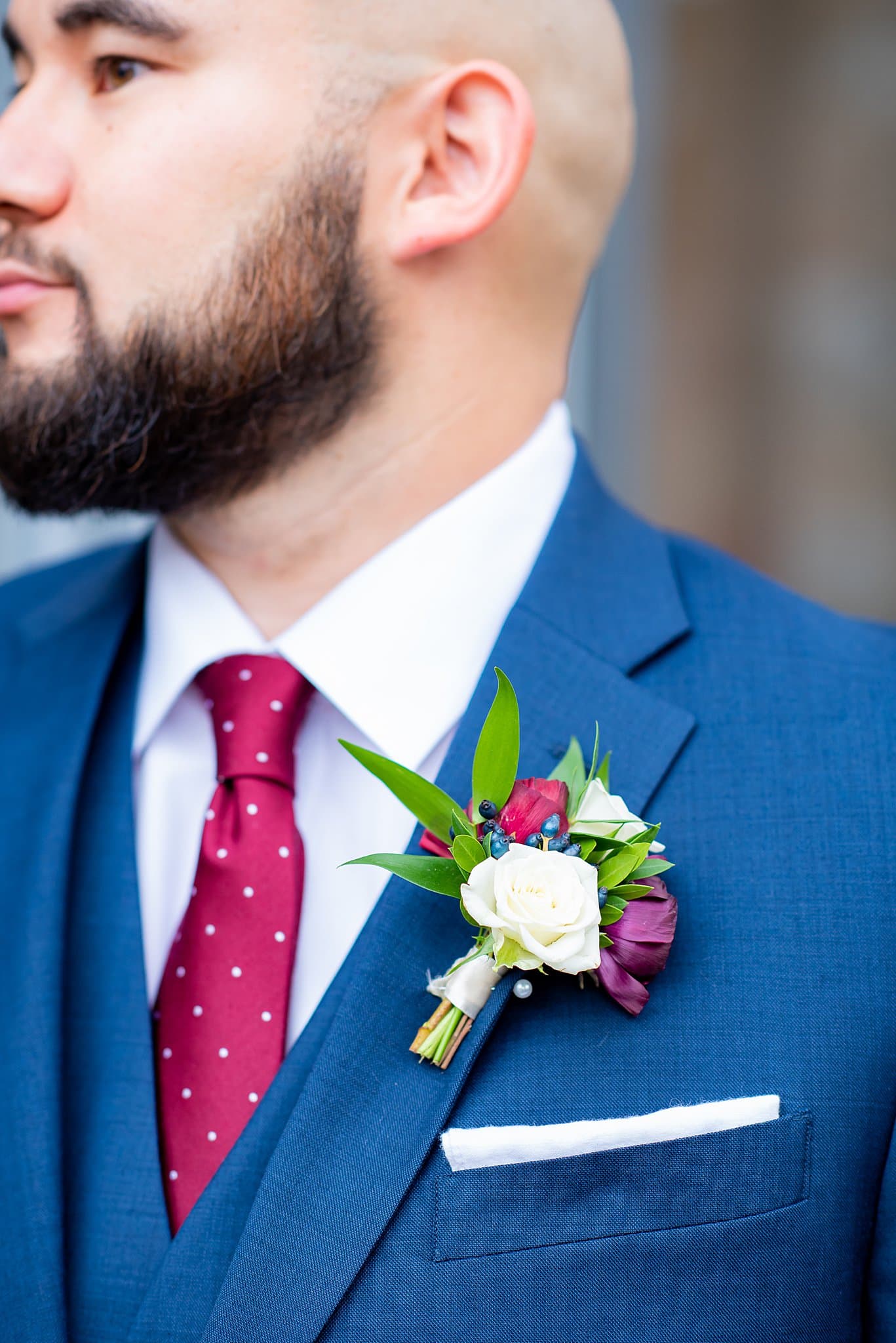 Pink and Blue Wedding Bout Boutonniere