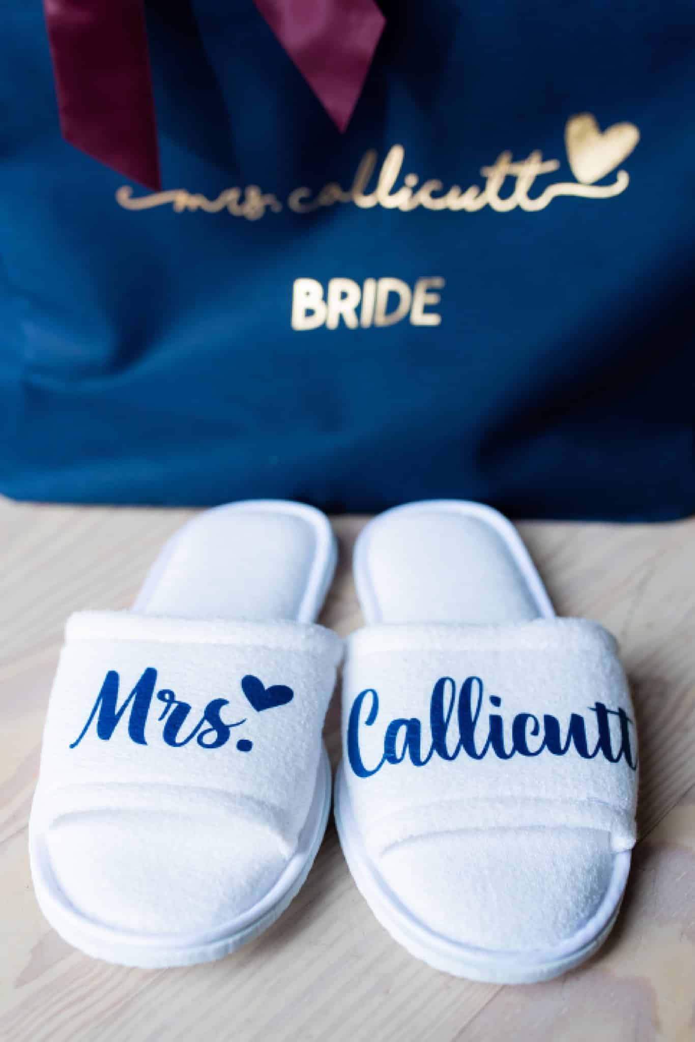 Pink and Blue Wedding Slippers