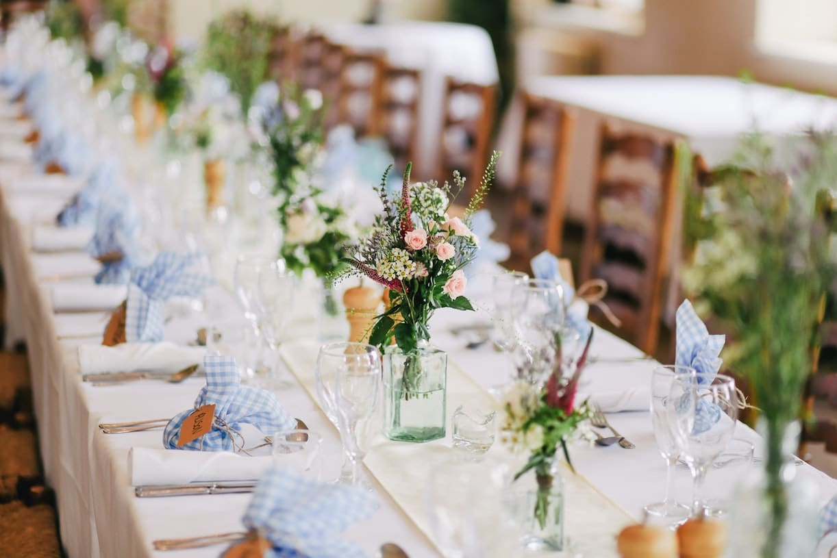 Blue Wedding Table Reception Centerpieces