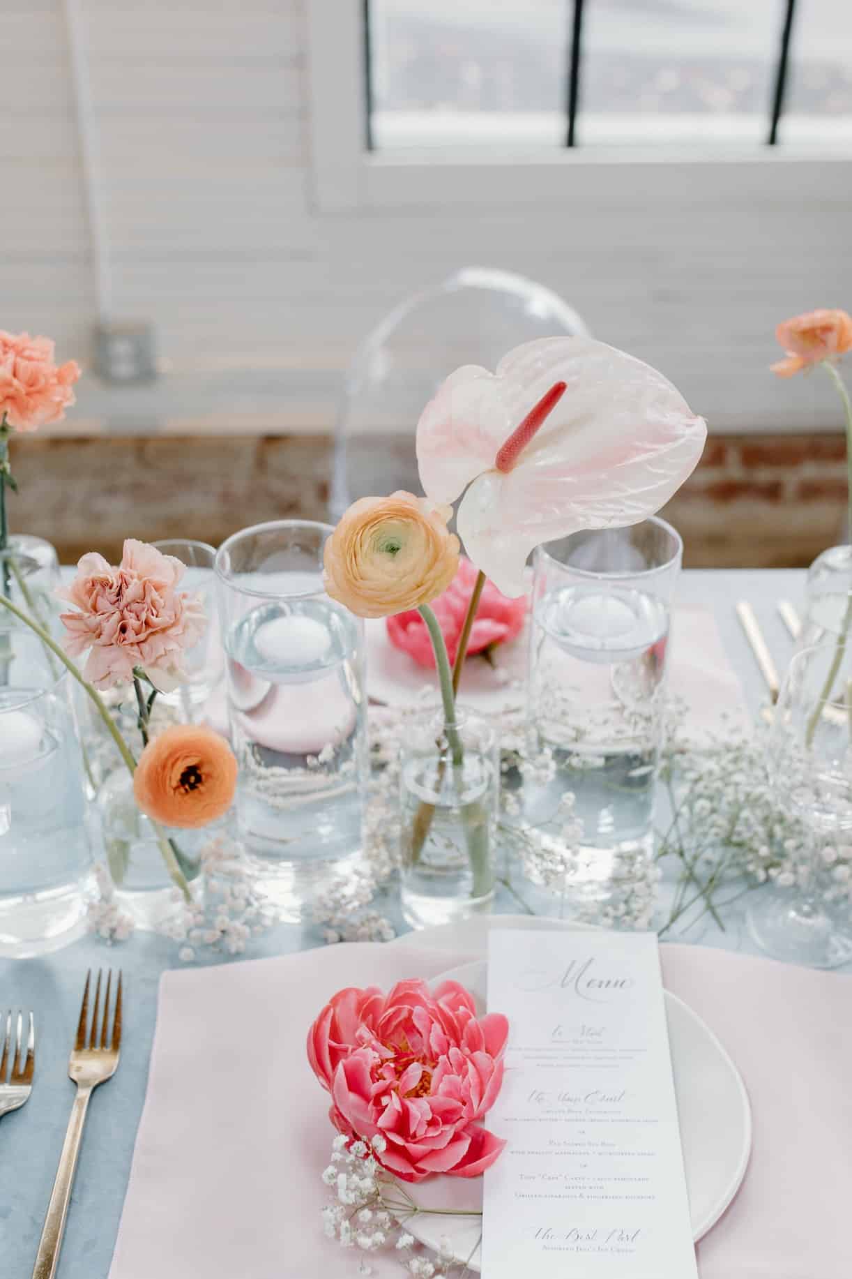 Pink and Coral Flowers for Summer Wedding Table