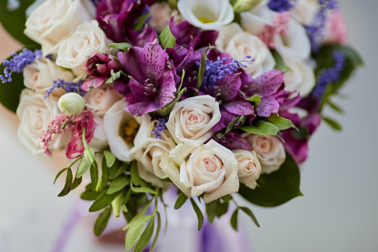 Purple Blue Wedding Bouquet Summer
