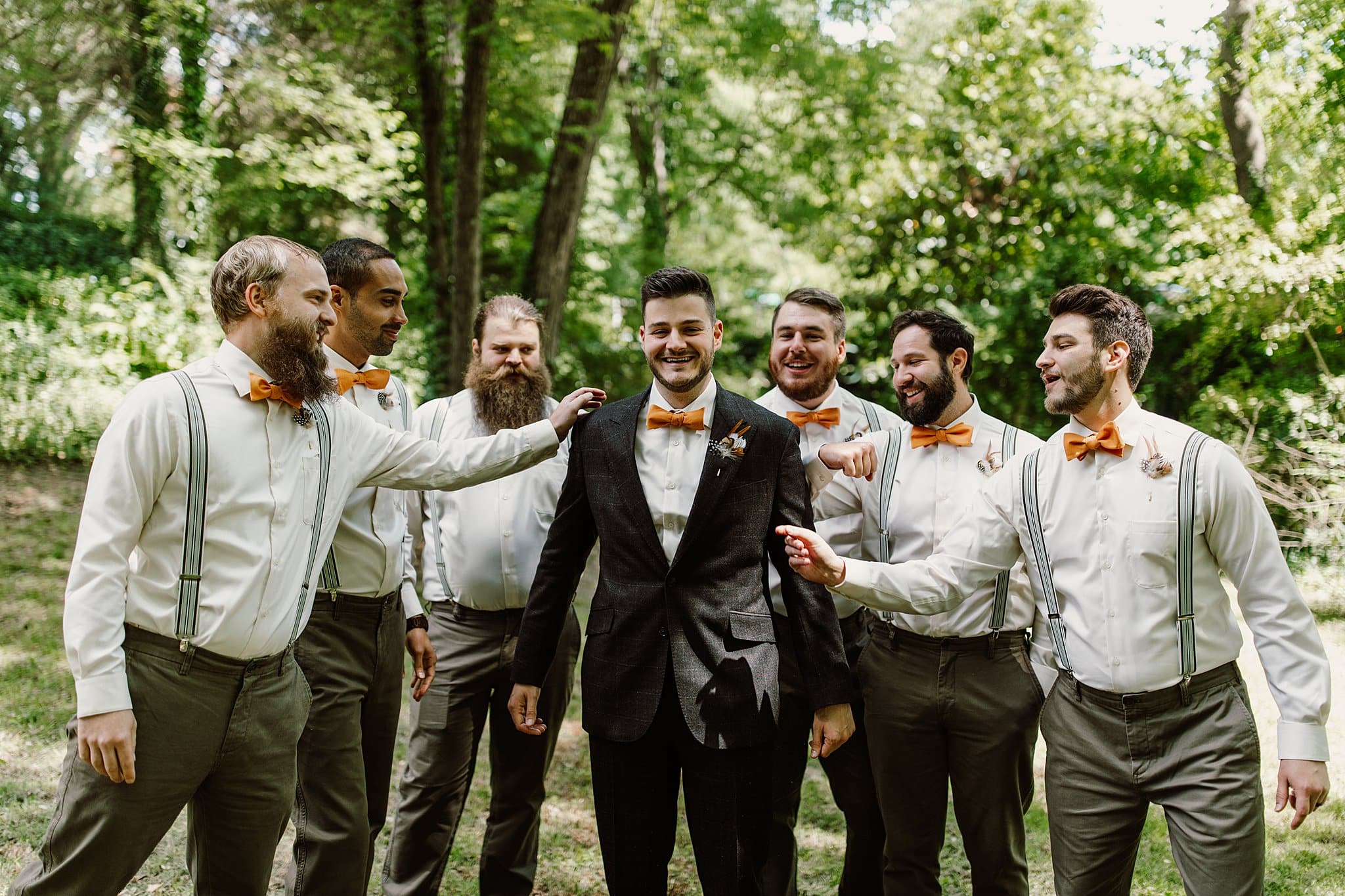 Virginia Backyard Wedding with a Fall Color Palette Groomsmen