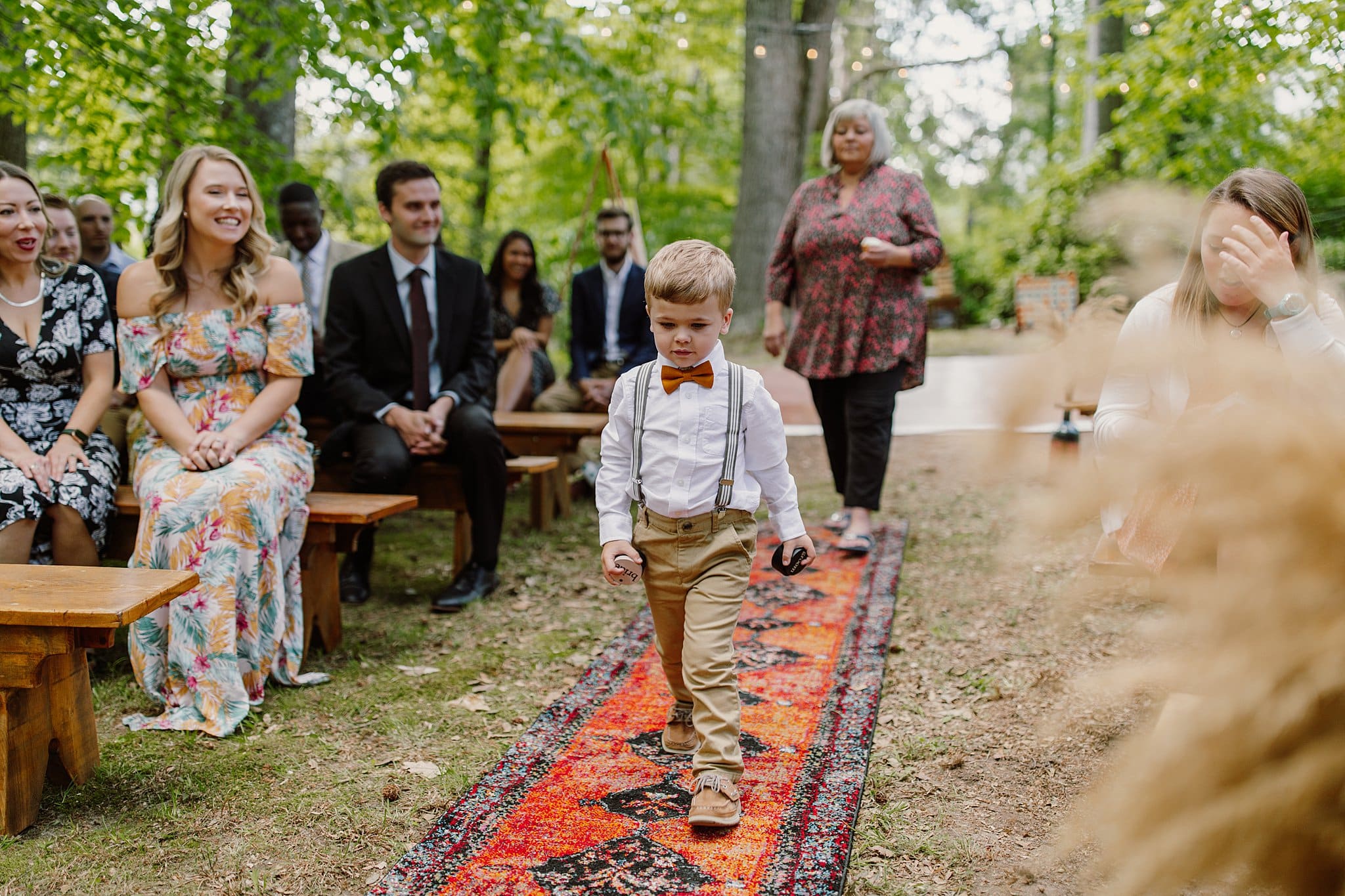 Virginia Backyard Wedding with a Fall Color Palette Ring Bearer