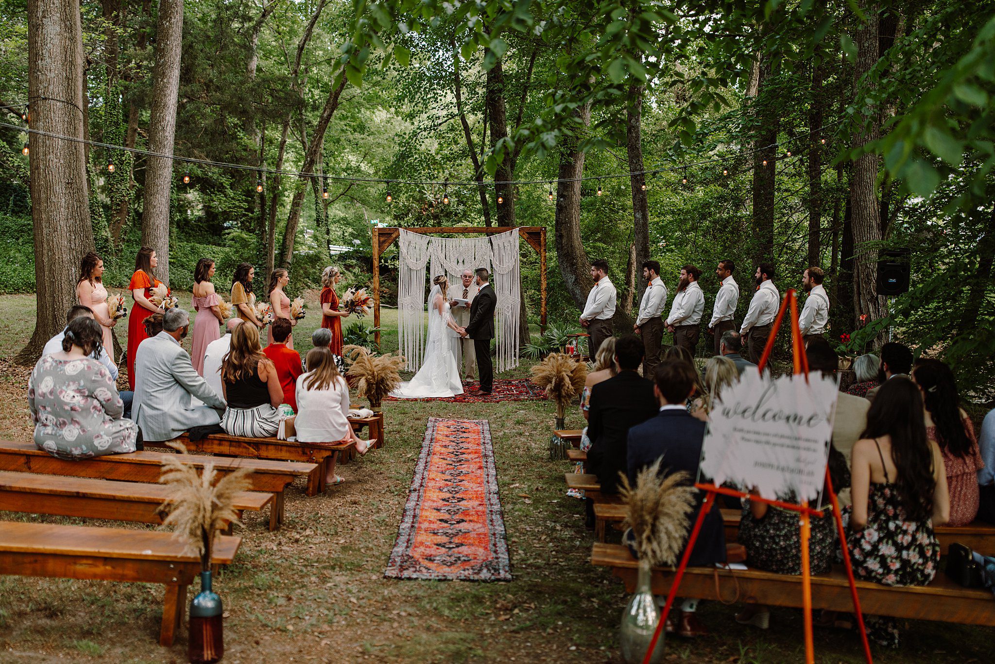 Virginia Backyard Wedding with a Fall Color Palette Ceremony