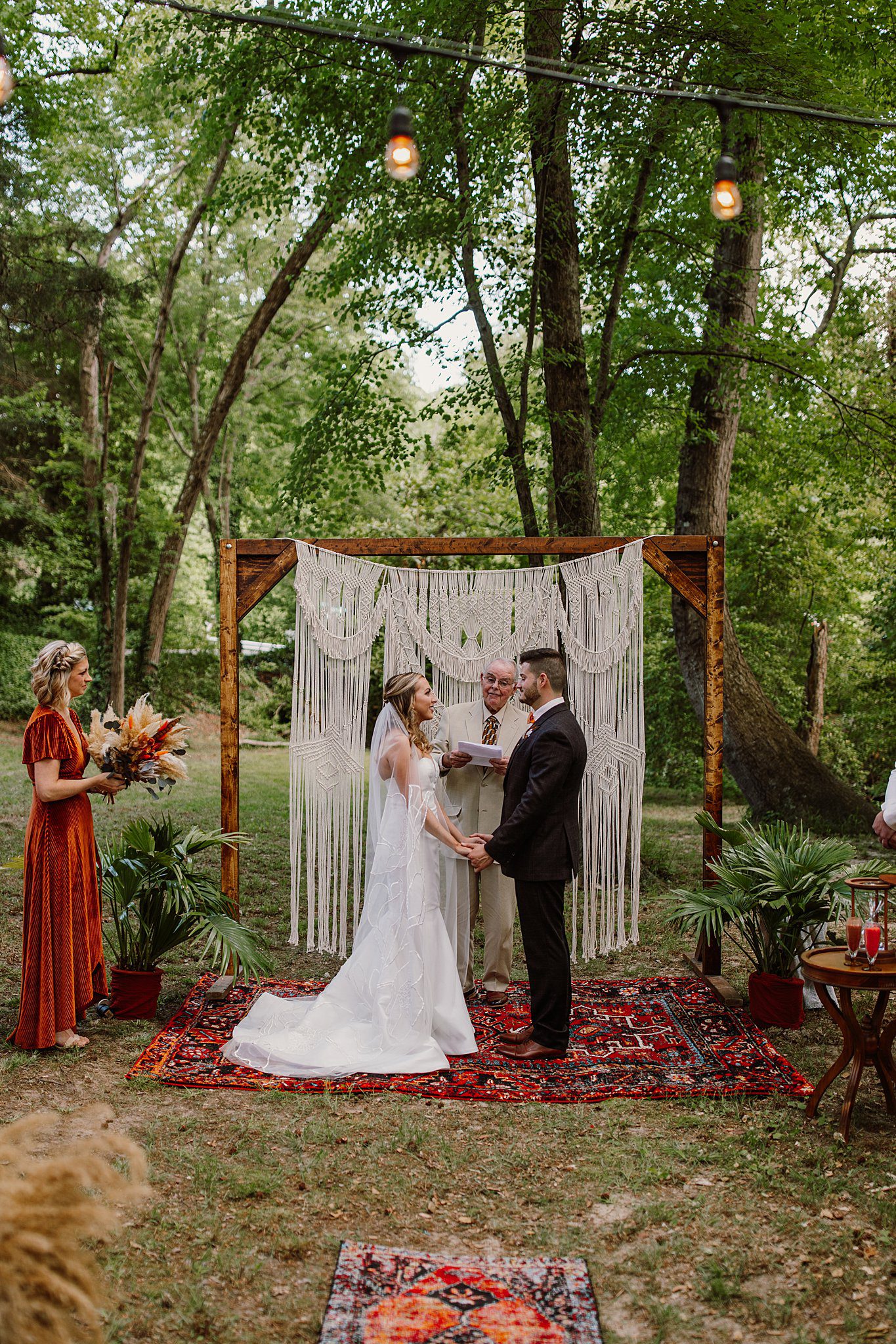 Virginia Backyard Wedding with a Fall Color Palette Macrame