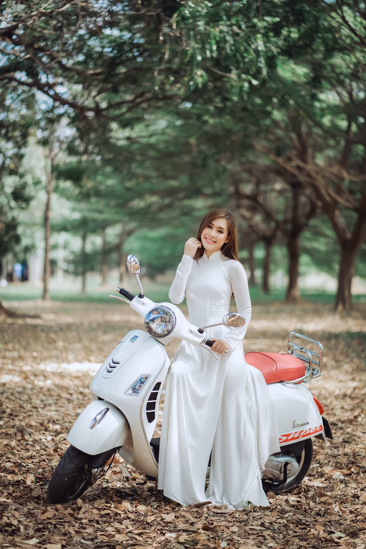Bride on Motorcycle in Dress