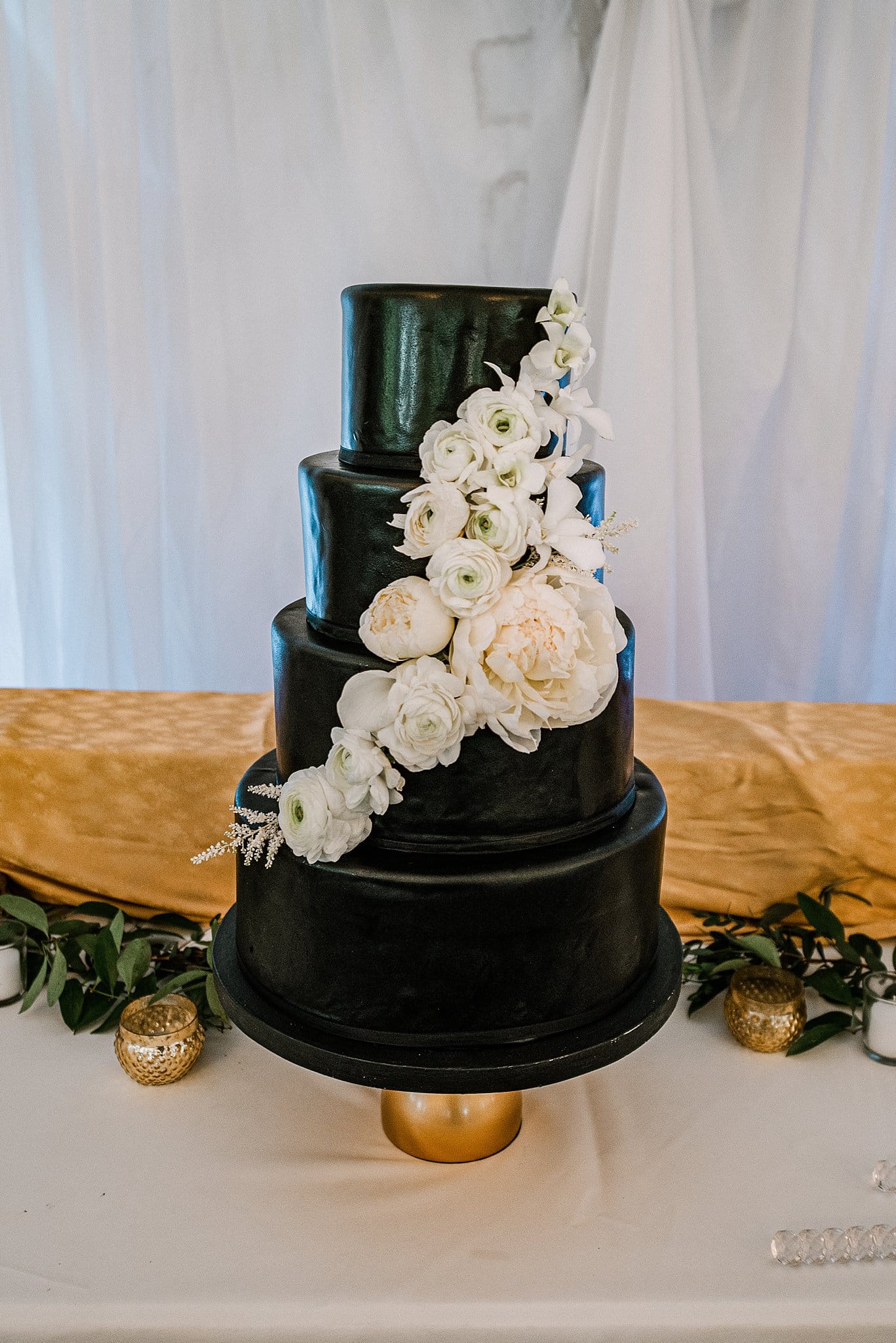 Black Cake Black and White Wedding Theme in Virginia