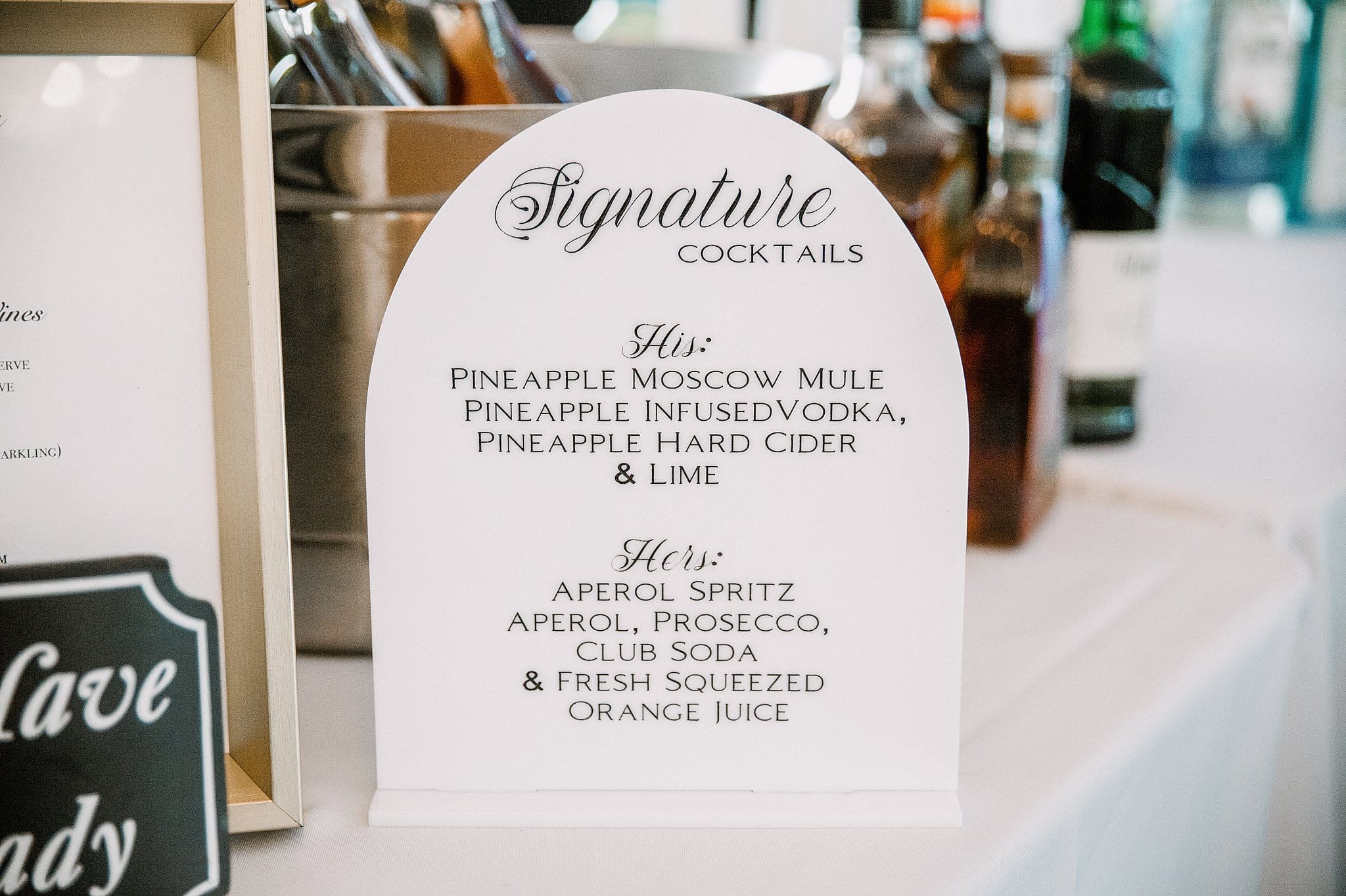 Signature Drink Sign Black and White Wedding Theme in Virginia