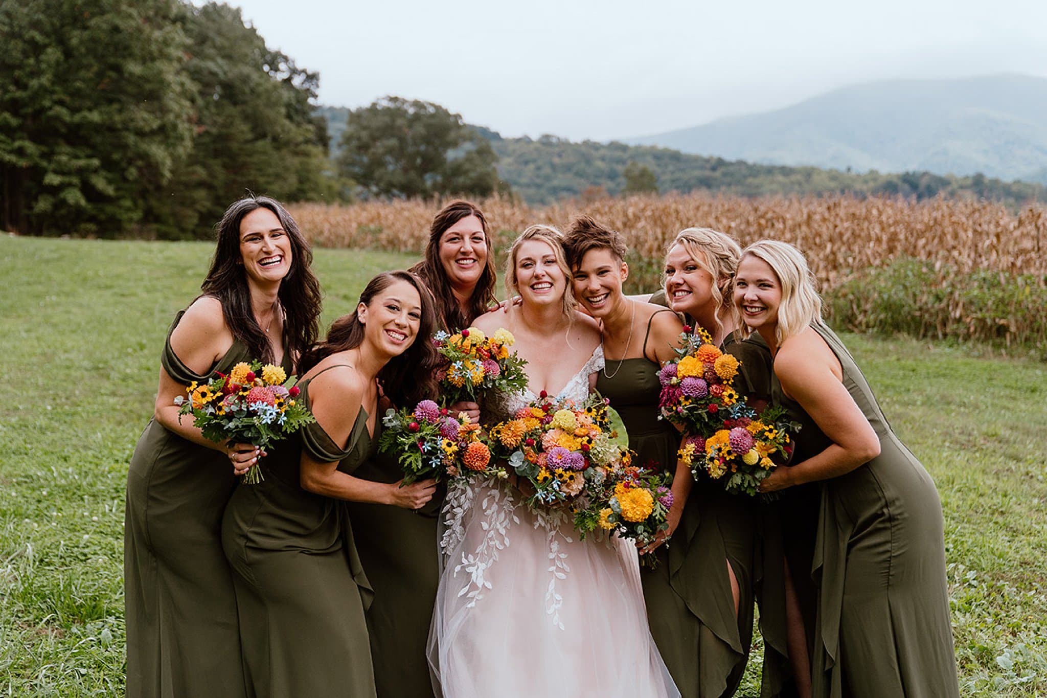 Autumn Wedding in Virginia Shenandoah Valley Venue Bridesmaids
