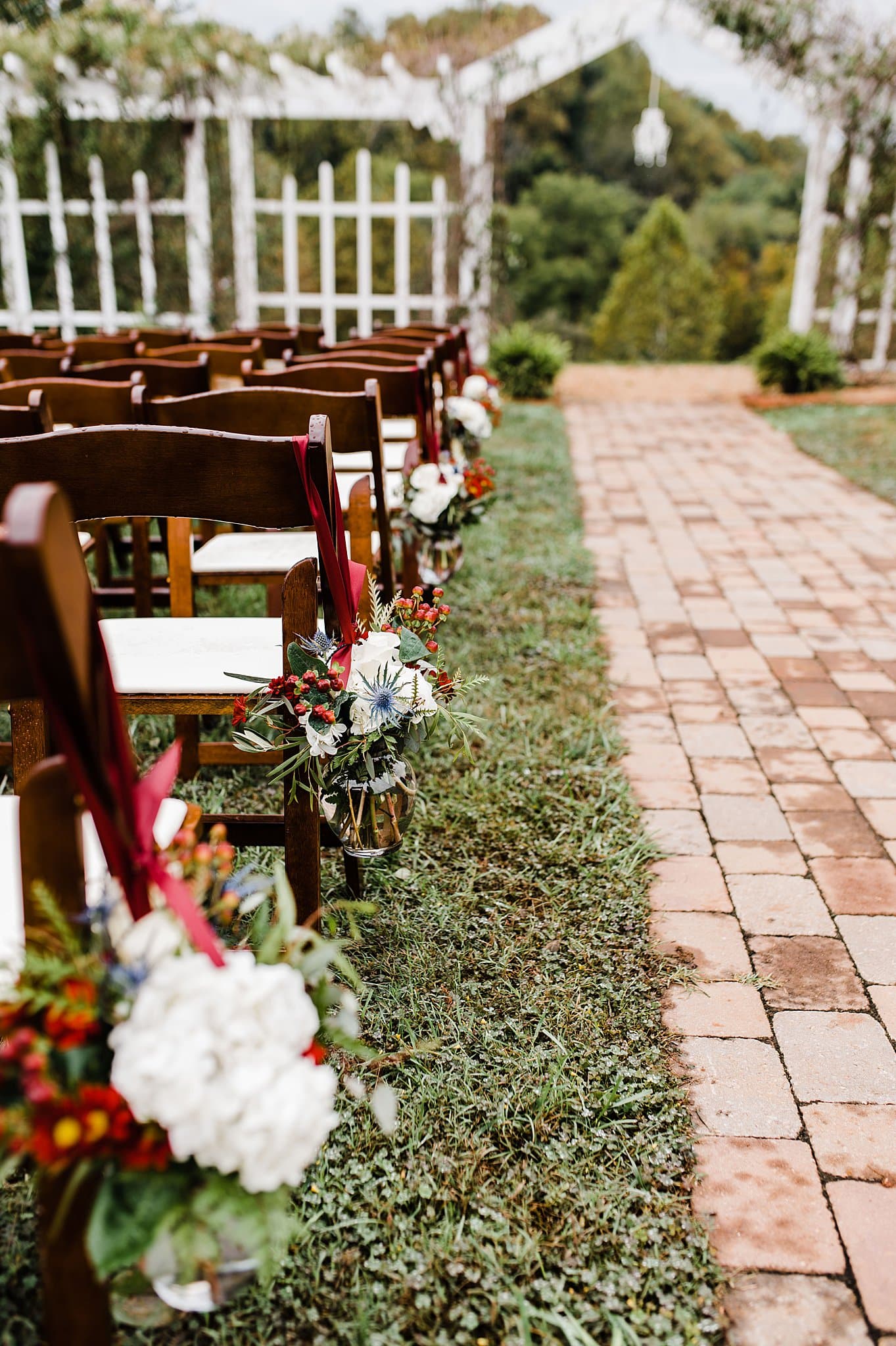 Red and Pink Wedding Theme Ceremony Aisle