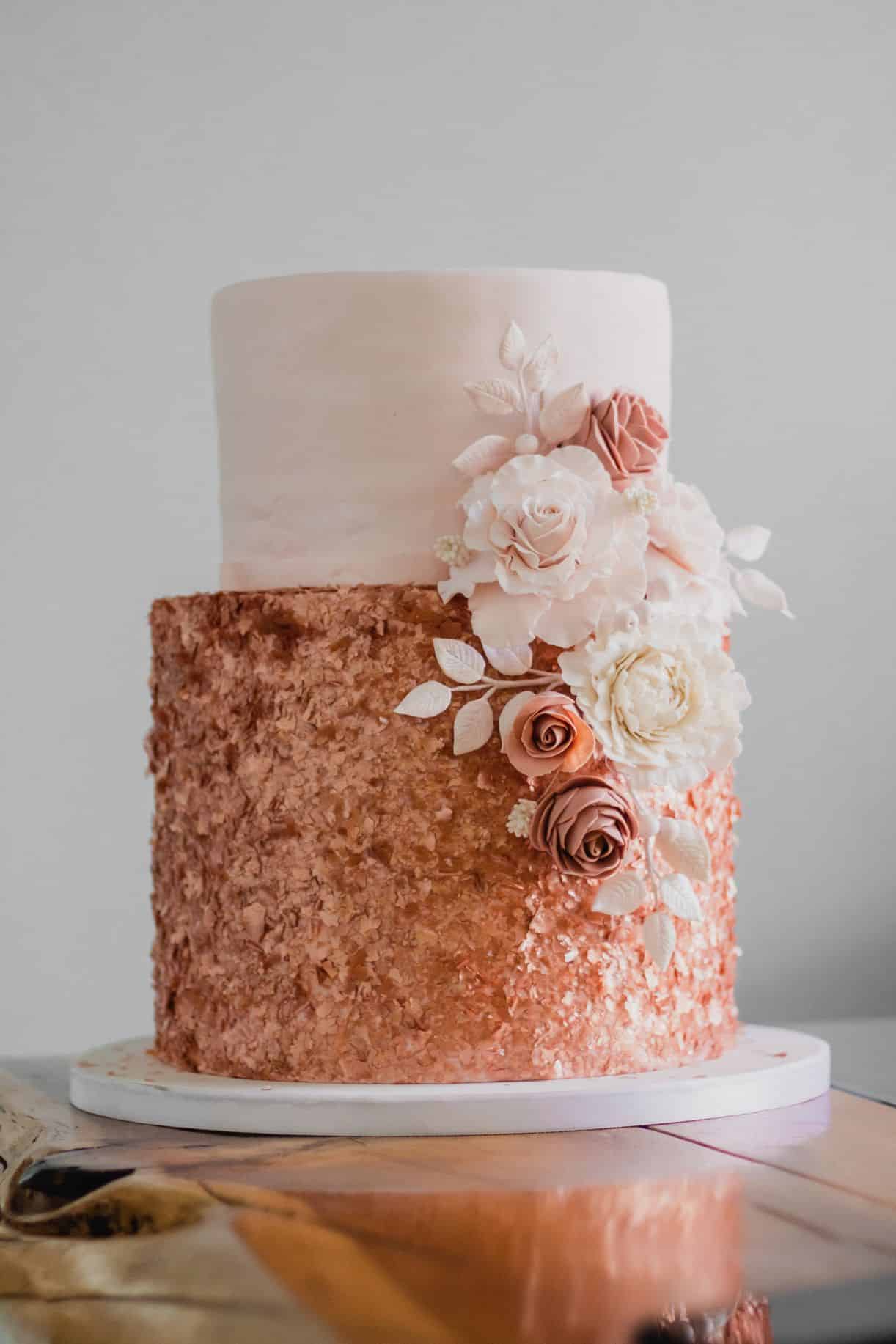 Peach Wedding Cake Two Tier