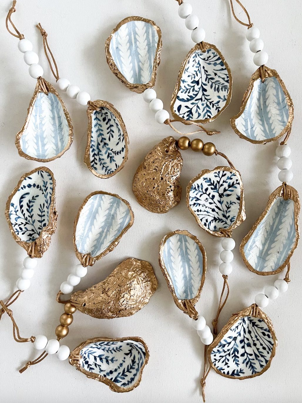 Painted Oyster Christmas Ornaments