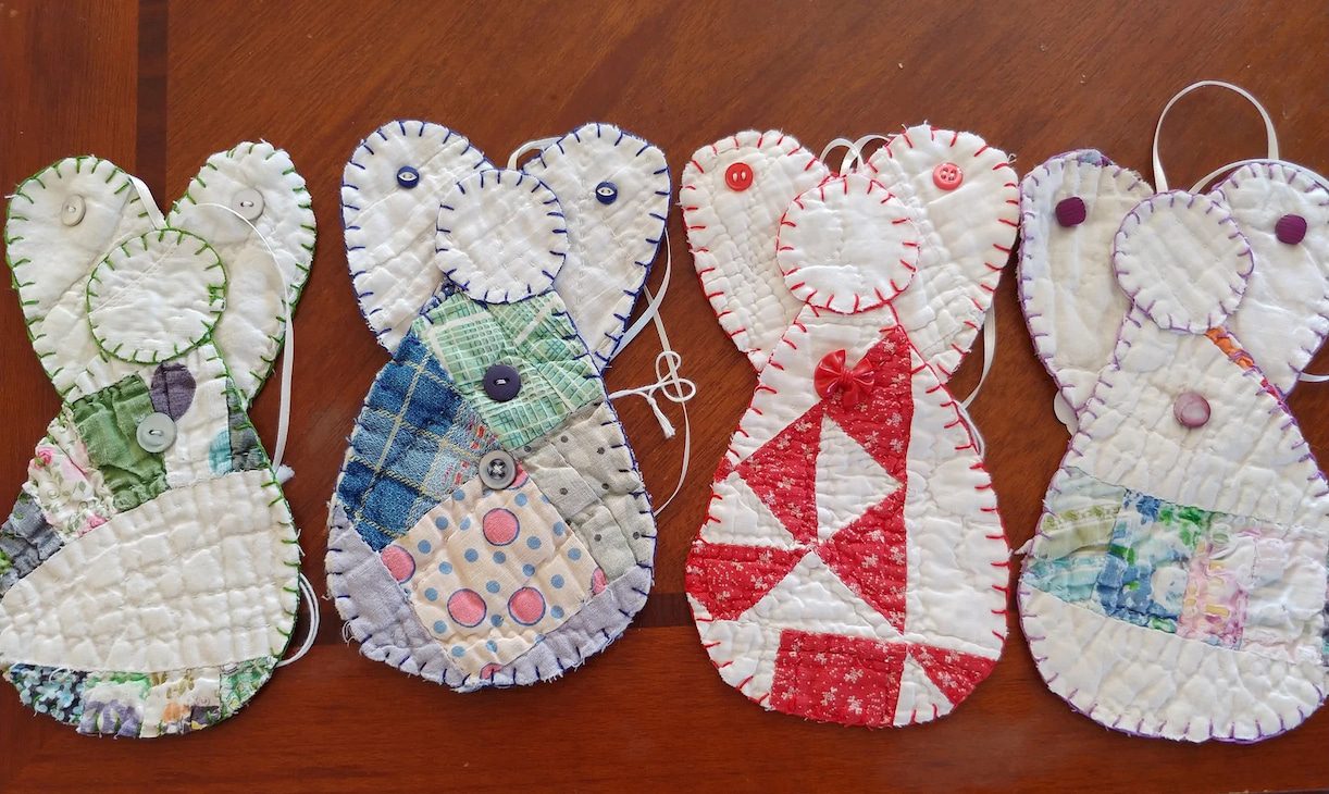 Vintage Quilted Angel Christmas Ornaments