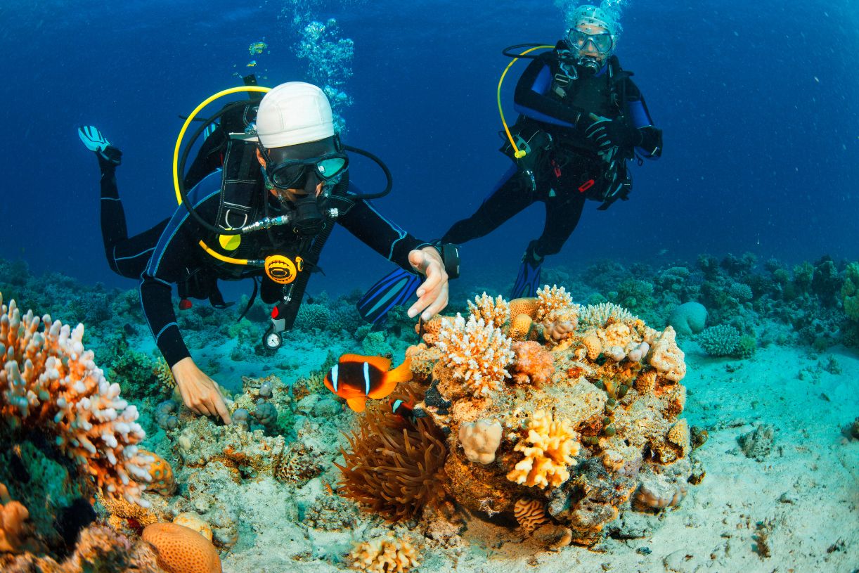 Couple Scuba Diving Belize